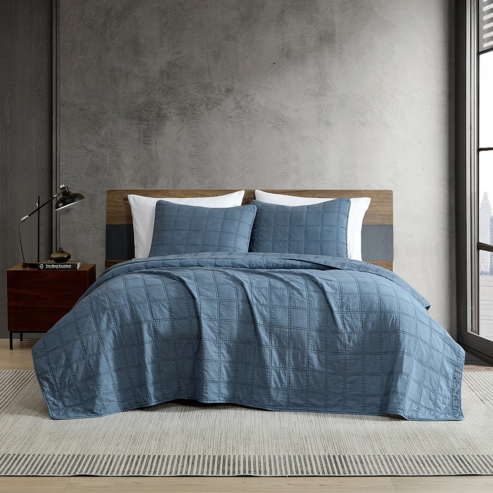 Kenneth Cole Solid Stonewashed Reversible Quilt Set
