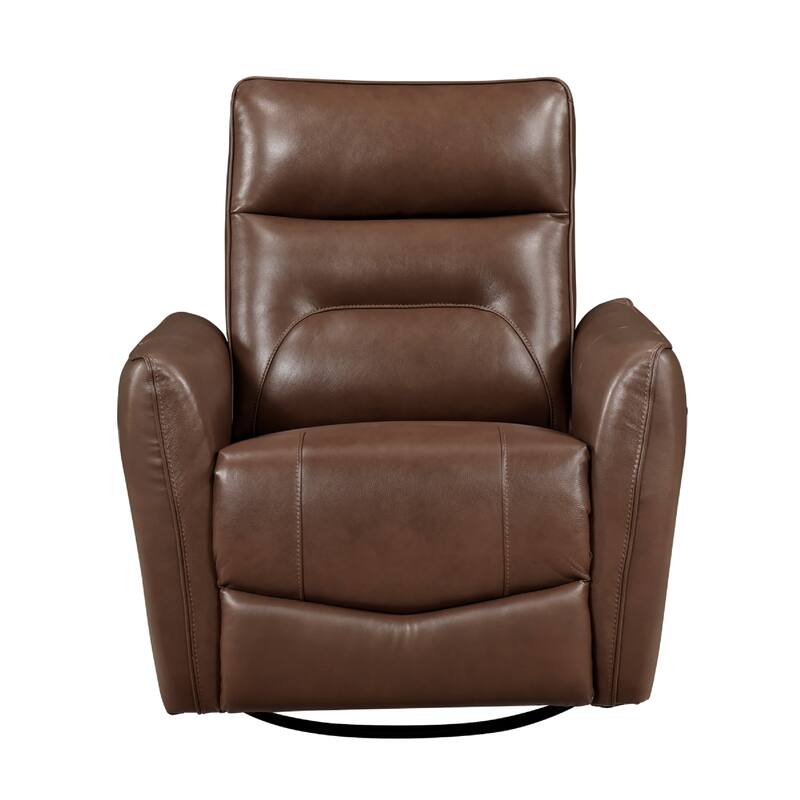 Temy Swivel Glider Manual Reclining Chair, Toffee Brown Grain Leather