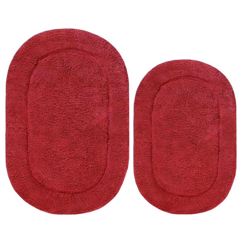 Superior Cotton Non-slip Oval Bath Rug - (Set of 2) - On Sale ...