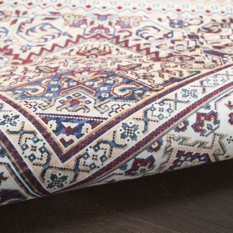 Hiku Power Loomed Distressed Floral Non Skid Stain Resistant Low Pile Area Rug By HomeRoots - 84' X '60' X '0.2