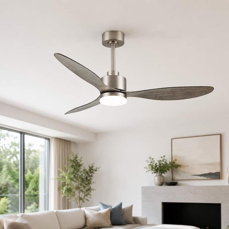Airsurfer 52 in LED Ceiling Fan with Light, 3 Blades, Remote Control, 6 Speeds - Silver