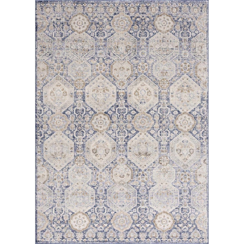 Hauteloom Bluffs Living Room, Bedroom Area Rug - Beige, Denim, Gray - 2' x 2'11"