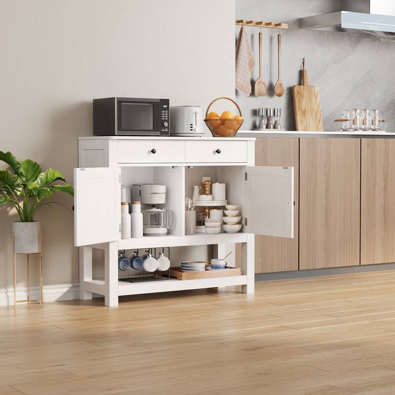 Sofa Table with Open Storage Shelf, Farmhouse Console Table Kitchen Buffet Sideboard with Drawers