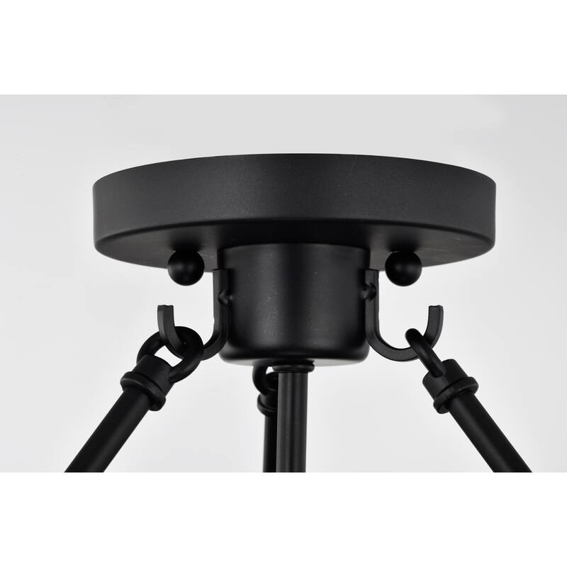 Cerere Semi Flush Mount Ceiling Light Matte Black and Wood Grain Finish 3-Light - N/A