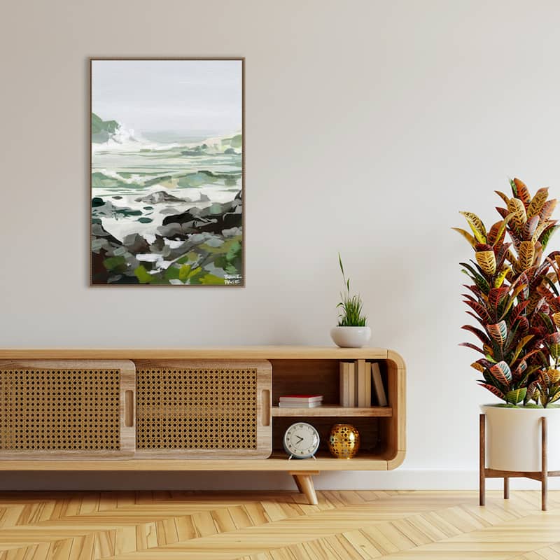 Coastal Waves and Rocks by Brook Page Framed Canvas Wall Art Print