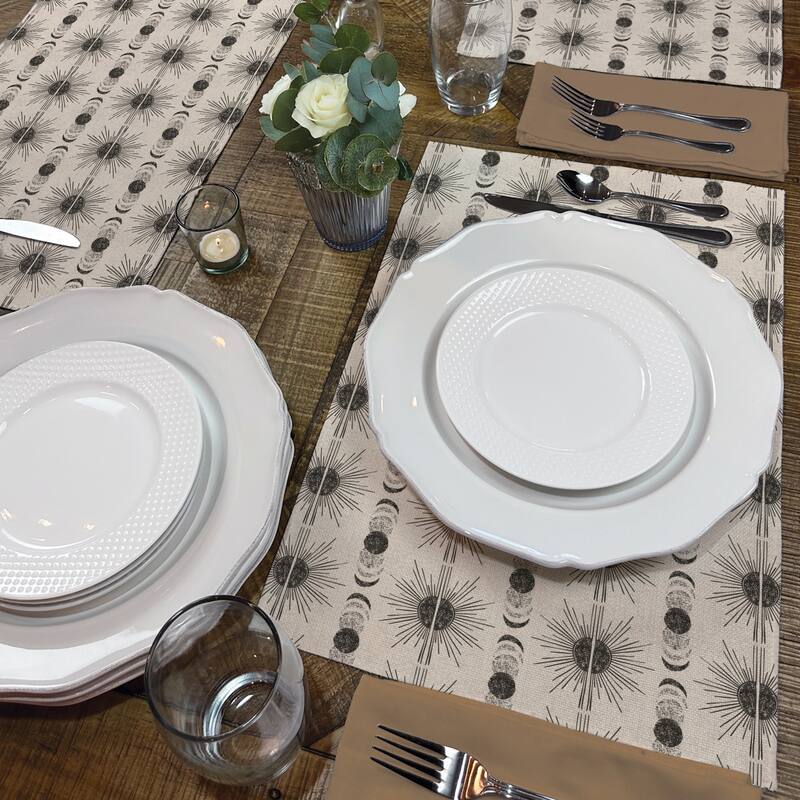 Sun & Moon 4-Pack Poly-Cotton Blend Placemats Manufactured in The USA Machine Washable Dryer Safe
