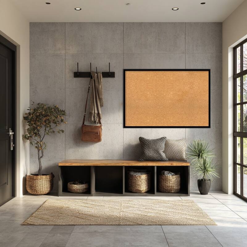 Incline Black Wood Framed Cork Board - Bulletin Board, Organization Board, Pin Board