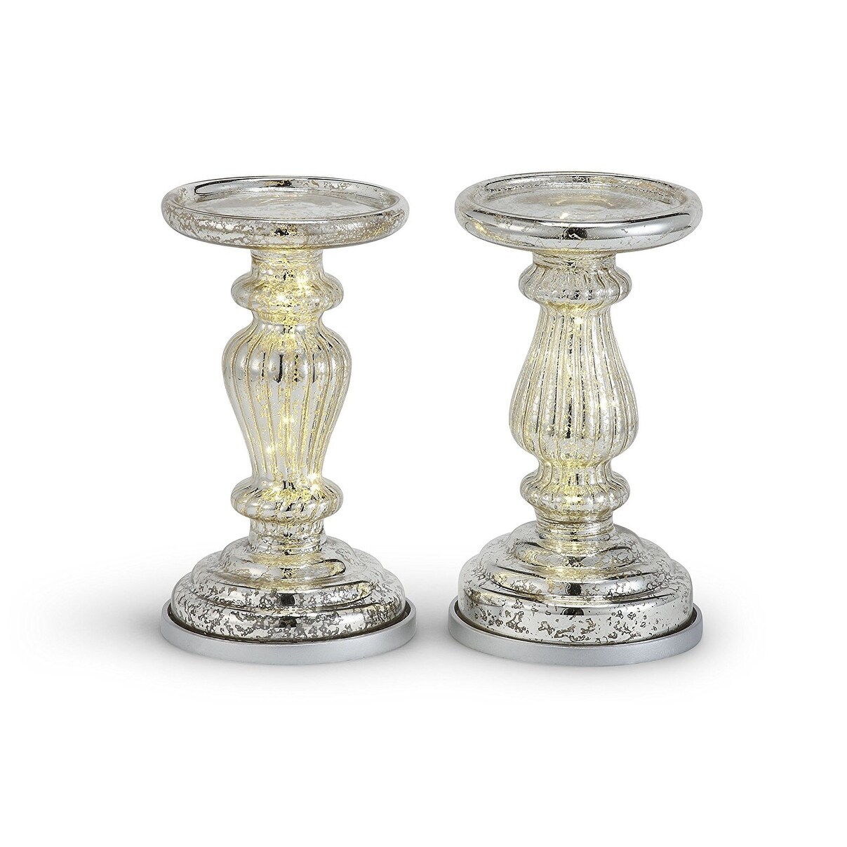 Shop Mercury Glass 8 5 Lit Pillar Candle Holder With Timer