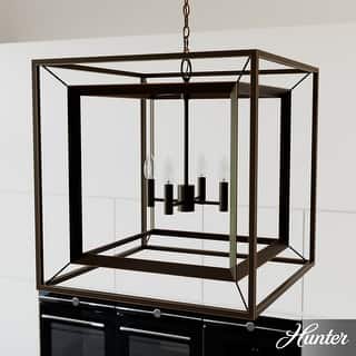 Hunter 24" Doherty 4-Light Chandelier - Kitchen Island, Dining Room, Entry - Industrial, Contemporary, Caged