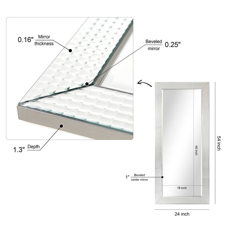 Bling Beveled Glass Rectangle Wall Mirror - Clear