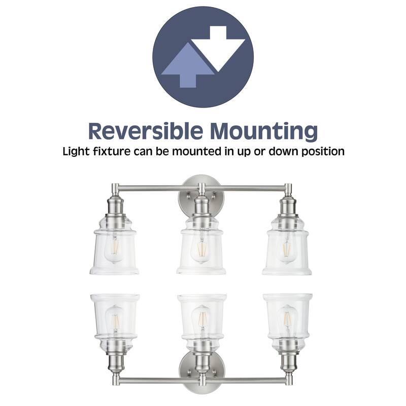 Prominence Home Eaton Ridge Industrial Farmhouse Bathroom Vanity Light, Brushed Nickel - Brushed Nickel