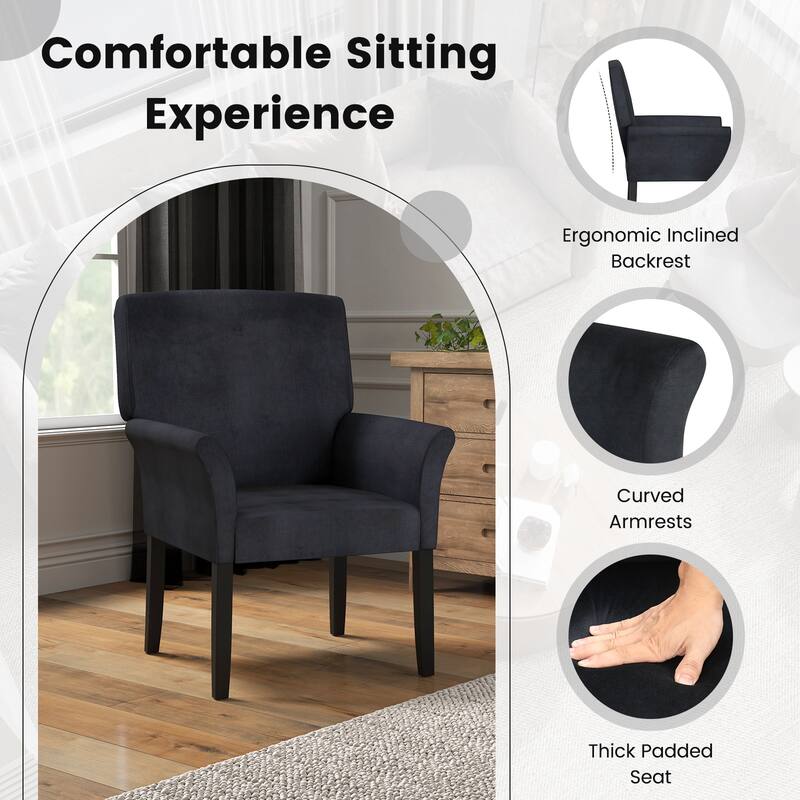 Ergonomic Executive Armchair with Soft Velvet and Rubber Wood Legs