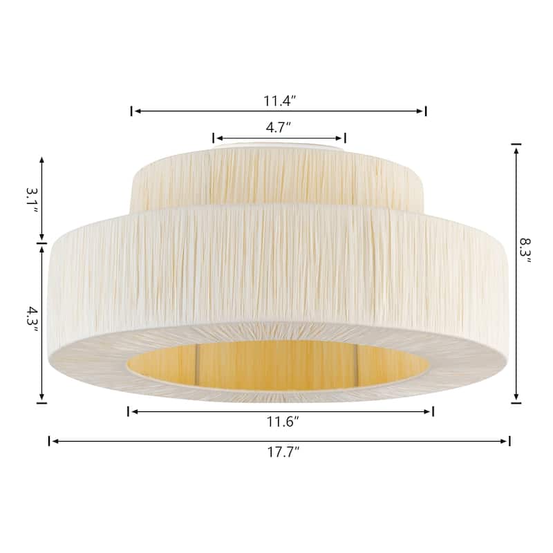 Maxax 1 - Light Raffia Dimmable Metal Drum Flush Mount