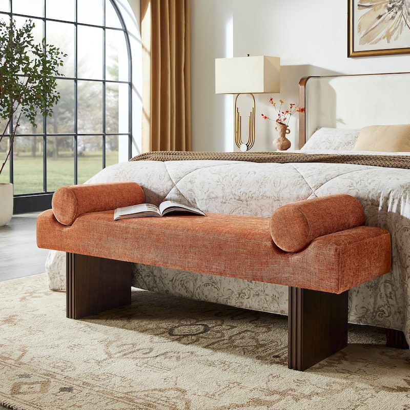 Roundhill Furniture Brooke Contemporary Upholstered Bench - Orange
