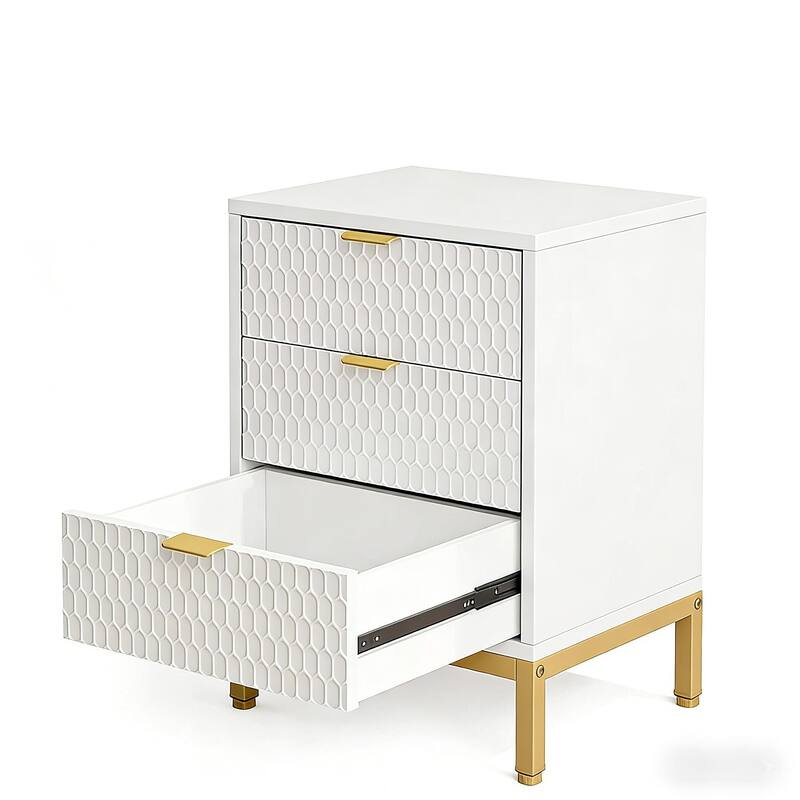 Tall Bedside Cabinet,Nordic Style Nightstand with 3 Drawers