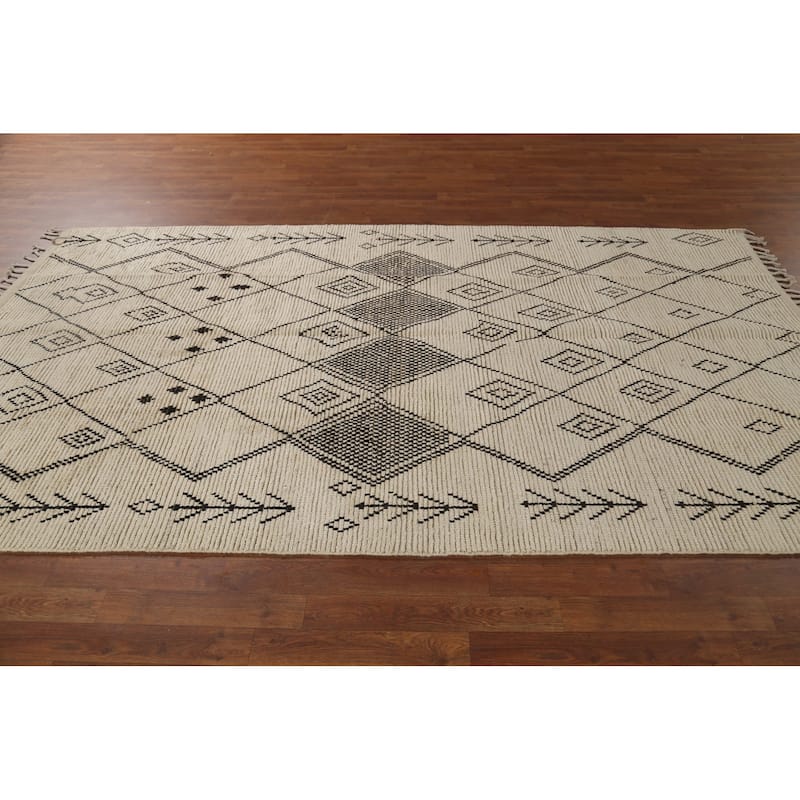 Trellis Moroccan Oriental Area Rug Handmade Wool Carpet - 5'6"x 9'8"