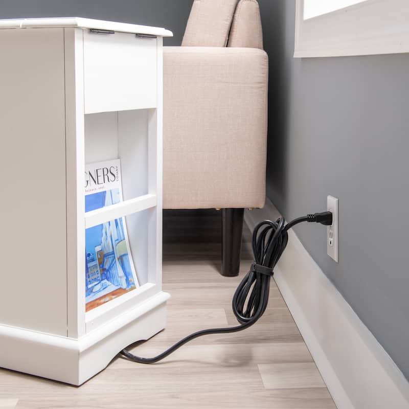 Rectangular Accent Table with USB and Storage Compartment - 24" - White