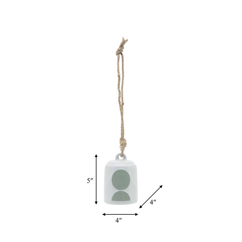 Sagebrook Home Hanging Bell Decorative Wind Chime White and Beige Circle Design Outdoor or Indoor