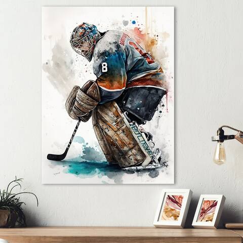 Designart 'Hockey Goalie During Game V' Sport Hockey Metal Wall Art