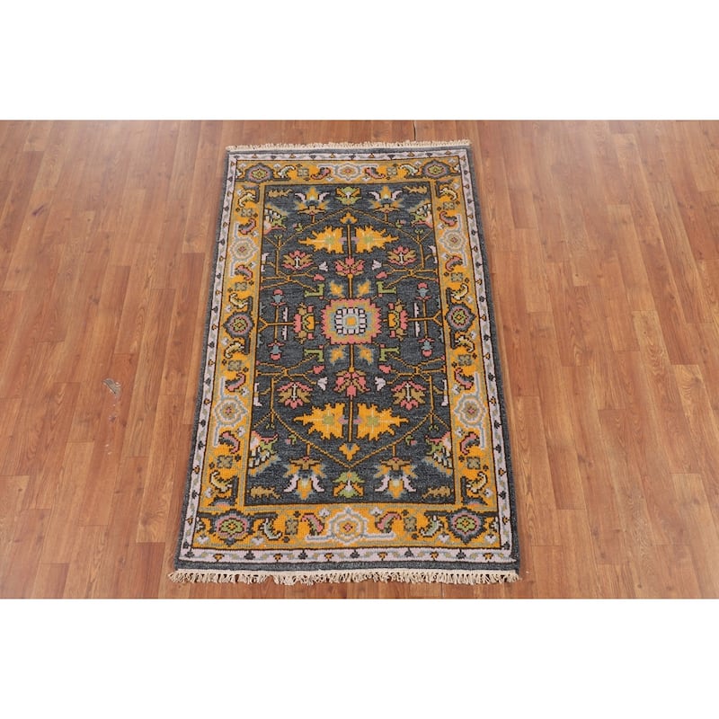 Blue Heriz Serapi Indian Foyer Rug Hand-Knotted Wool Carpet - 3'1"x 5'1"
