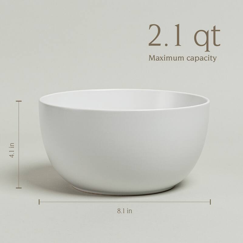 over&back Coupe Semi-Matte Stoneware Tall Serving Bowl, 2.3qt