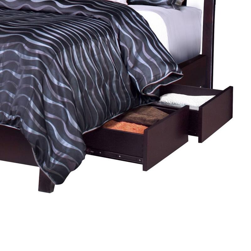 Fang California King Bed, Storage, Tropical Mahogany Wood, Espresso Brown