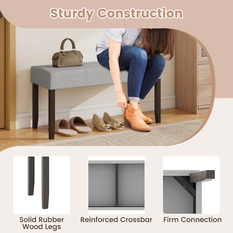Costway 1/2 PCS Upholstered Entryway Bench with Padded Seat Solid