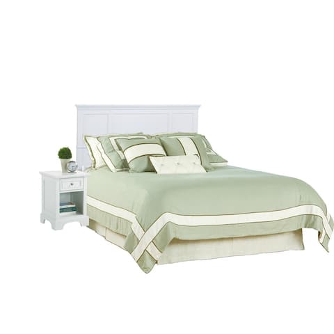 Homestyles 2-Piece Naples Off-White Wood Queen Headboard and Nightstand Set