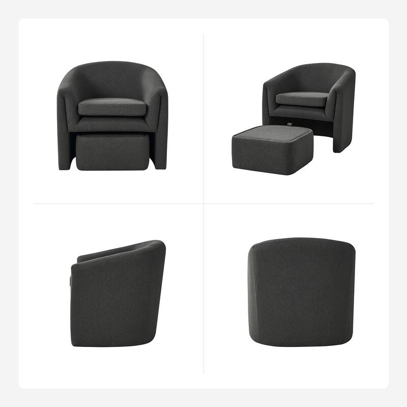 Arturo Modern Upholstered Armchair with Storable Removable Leg Ottoman Set of 2 by HULALA HOME