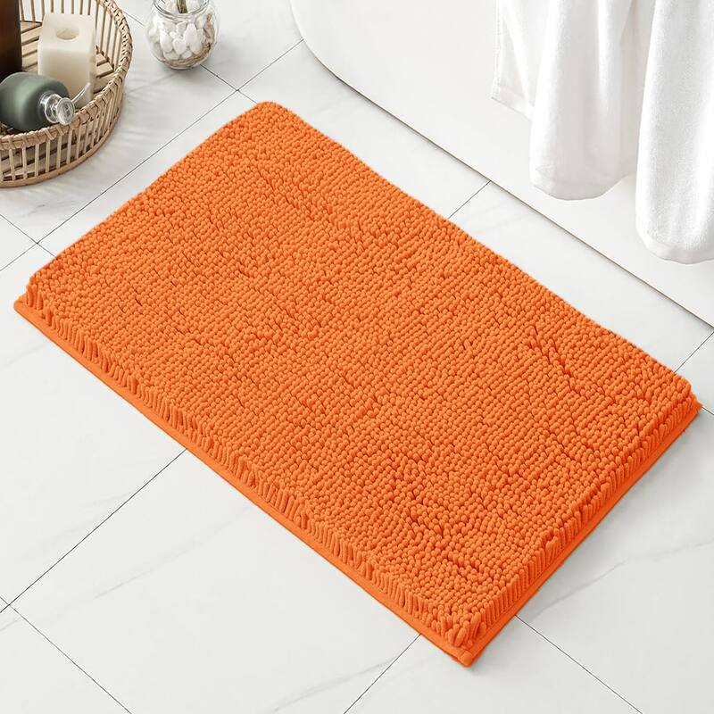 30"x20" - Orange Soft Cozy Plush Chenille Bath Mat Bathroom Rug - 30" x 20" - Orange