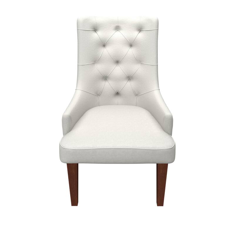 Dining Chair in Leather/Velvet Diamond-Tufted Design Side Chair in Rubberwood