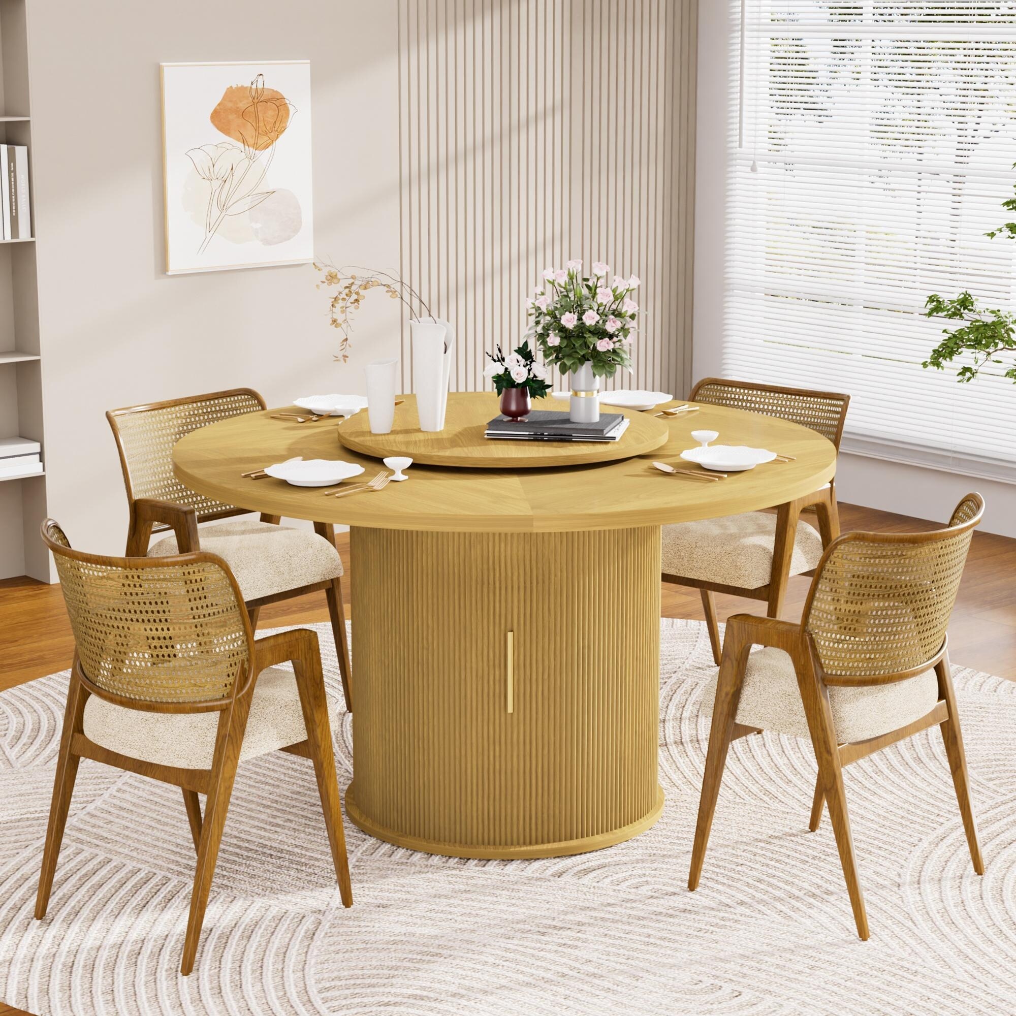 55-inch round dining table for six for dining room
