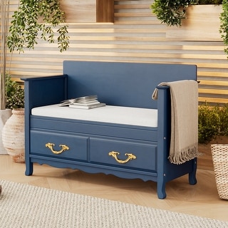 42 Inch Wide Storage Bench For Entryway Bench with Removable Cushion ...