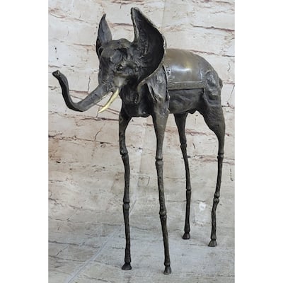 Salvador Dali Surrealist Elephant With Long Legs Bronze Metal Sculpture Statue Figurine