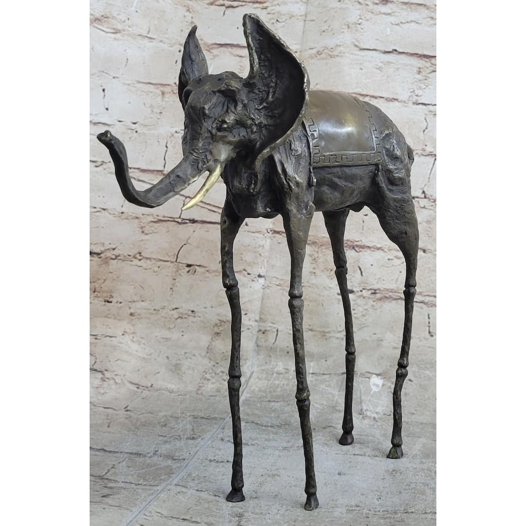 Salvador Dali Surrealist Elephant With Long Legs Bronze Metal Sculpture Statue Figurine