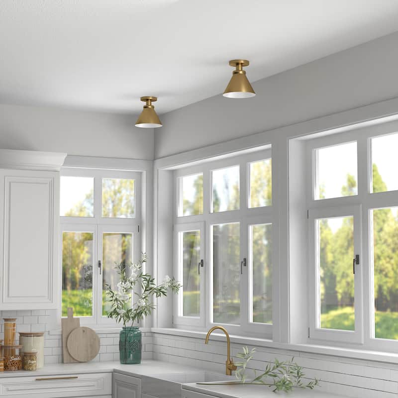 Zeno 8.5" Semi Flush Mount with Metal Shade