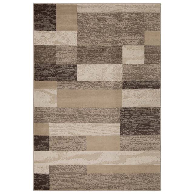 Miranda Haus Geometric Modern Patchwork Polypropylene Indoor Area Rug