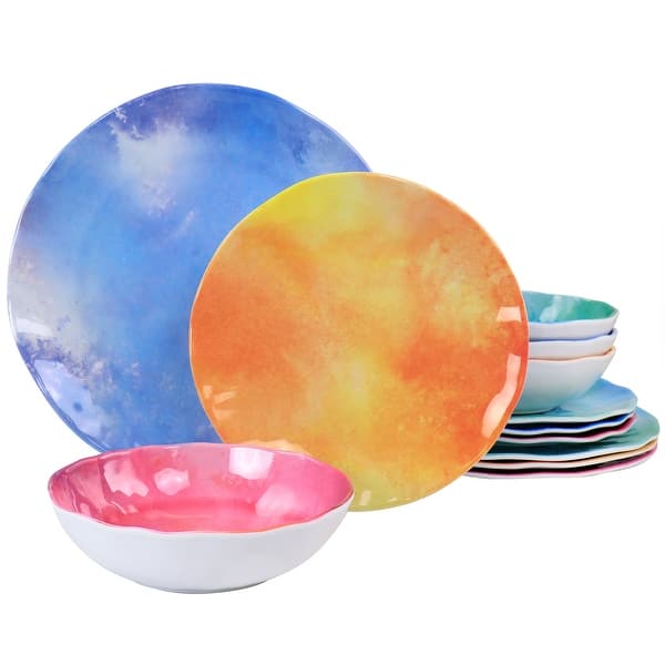 Spice by Tia Mowry Cinnamon Twist 12 Piece Melamine Dinnerware Set in Assorted Colors - 12 Piece Set