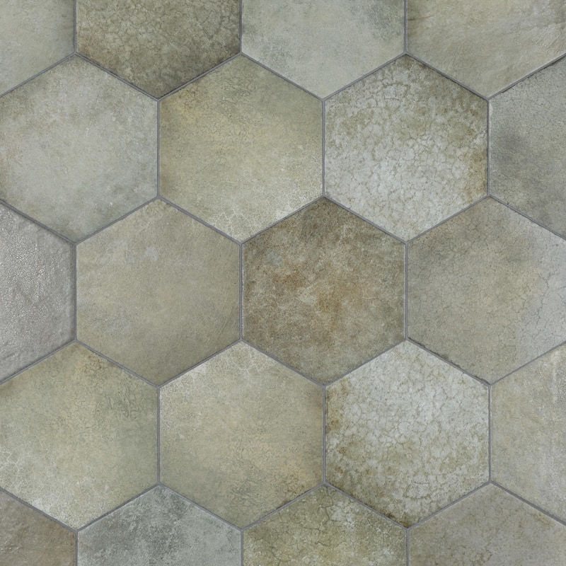 Merola Tile Heritage Hex Jungle 7" x 8" Porcelain Floor and Wall Tile