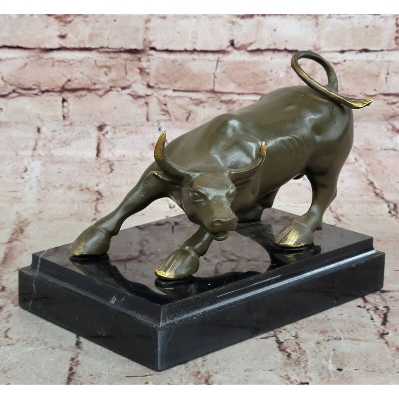Charging Imitative Bull Bronze Sculpture - Wall Street Financial Prosperity Symbol Art