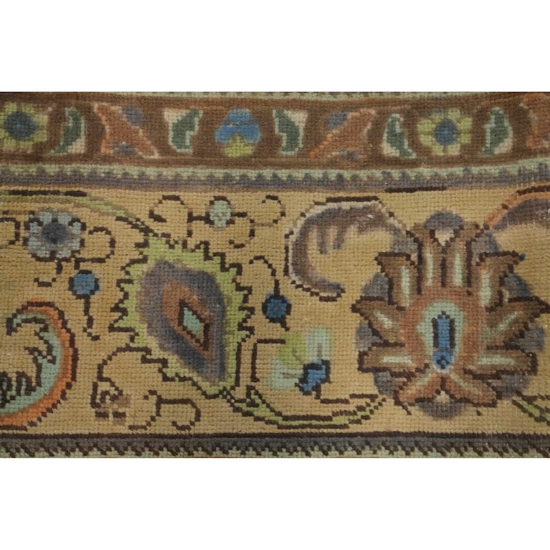 Hand Knotted Oriental 100% Wool Carpet Traditional Floral Greys & Charcoal Tabriz Area Rug - 12' 7'' X 9' 6''
