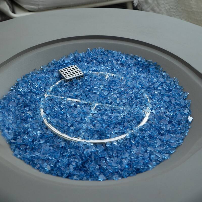 Elementi Plus Colosseo Outdoor Fire Pit Table Concrete Round 60000 BTU - 40.9 x 40.9 inches with Lid, Fire Glass, and Cover