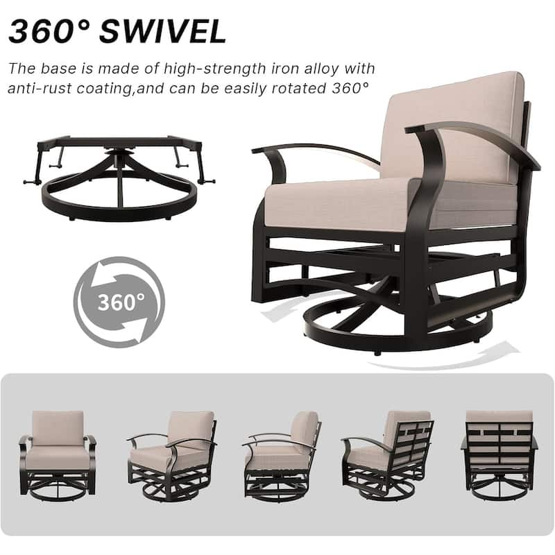 Kullavik Aluminum Corner Sofa Set, Patio Outdoor Sectional Sofa Set with Armrests and Footrests