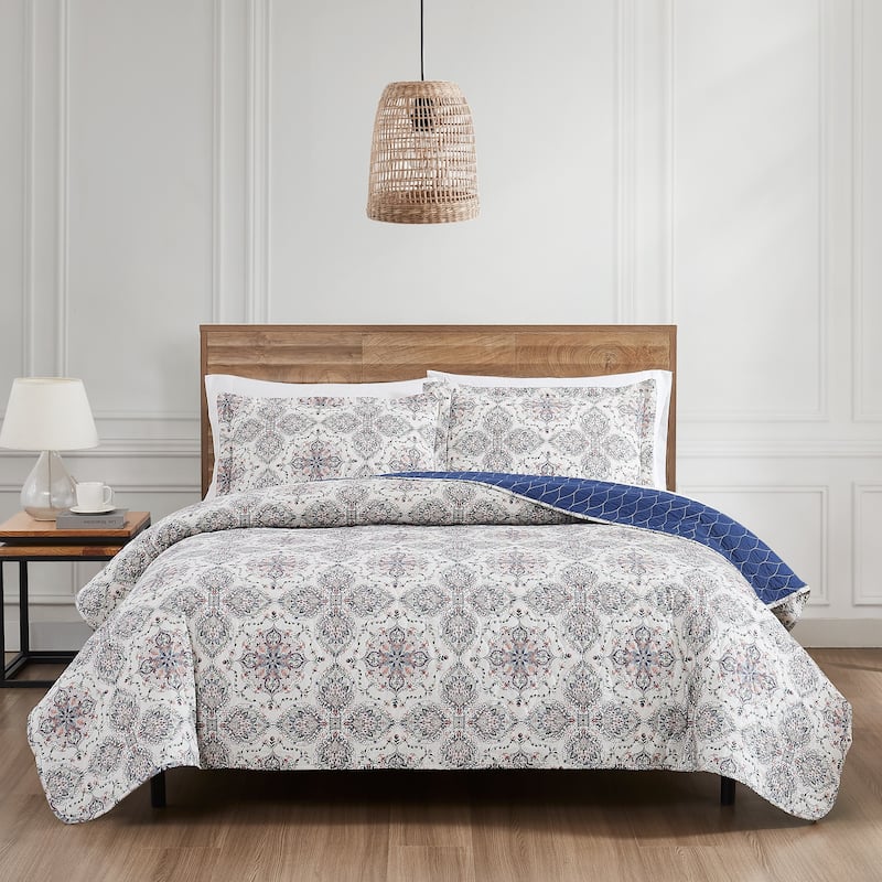 Modern Threads Soren 3-Piece Quilt Set, Reversible Bedspread and 2 Pillow Shams