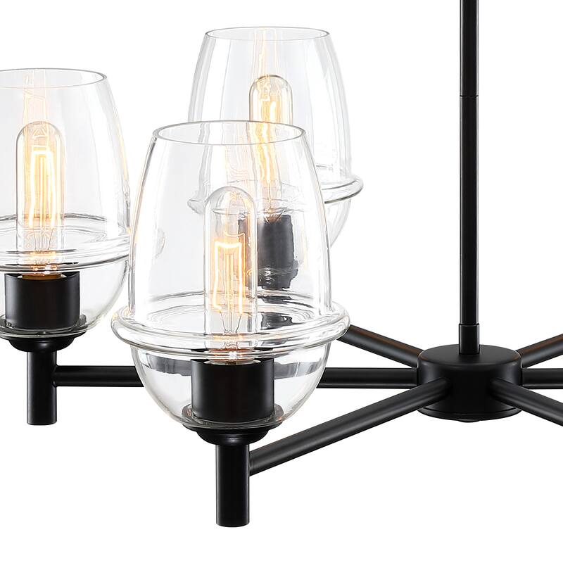 Summer Jazz 6-Light Matte Black Transitional Shaded Chandelier for Dining Rooms - 28
