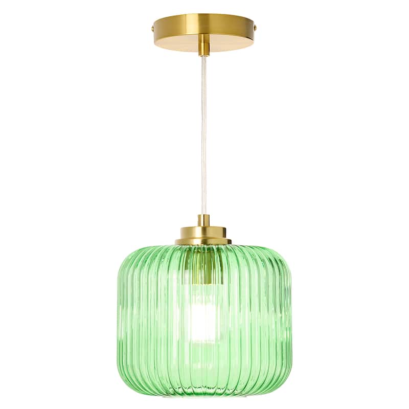 Digby River of Goods Glass and Metal Globe Shade Pendant Light - Green