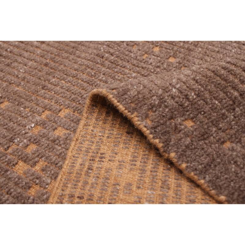 ECARPETGALLERY Hand-knotted Tangier Dark Brown Wool Rug - 5'0 x 7'11