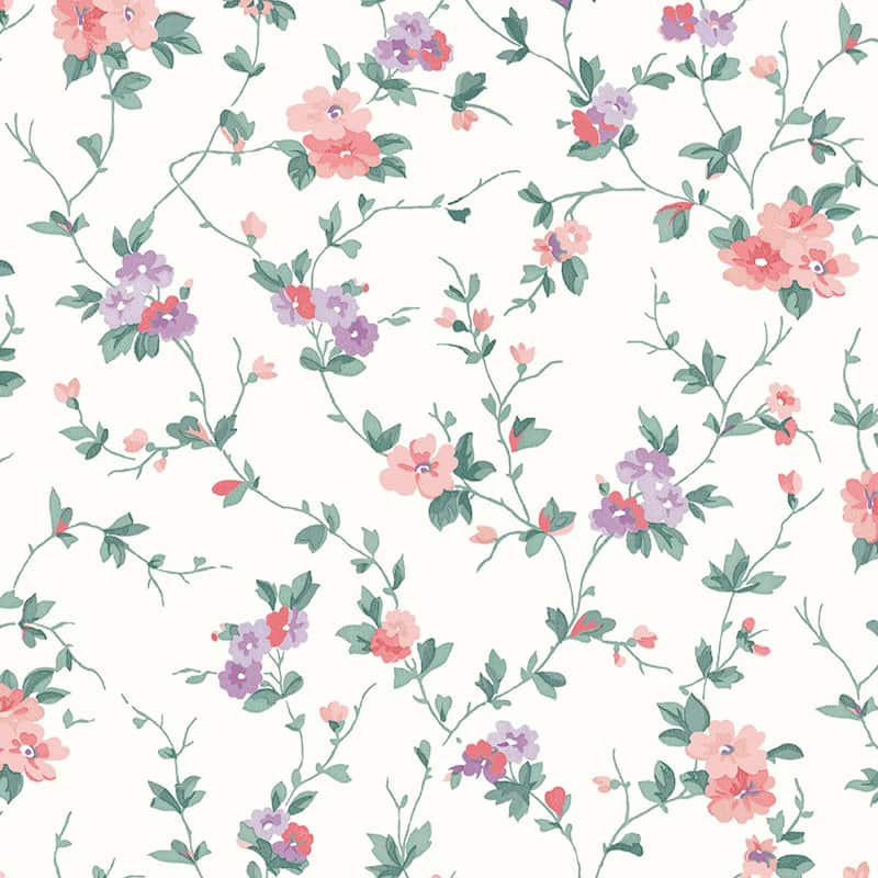 Laura Ashley Priory Coral Pink Wallpaper