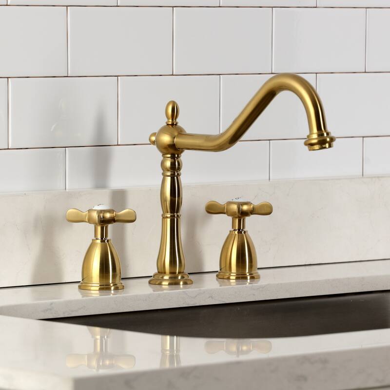 Kingston Brass Essex Double-Handle Wall-Mount Pre-Rinse Bridge Kitchen Faucet