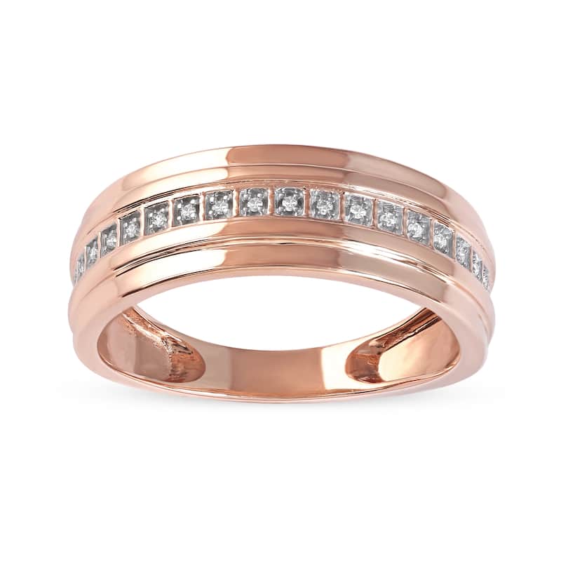 IGI Certified 1/20ct TDW Diamond Wedding Band in 10k Gold for Men - 10 - Rose